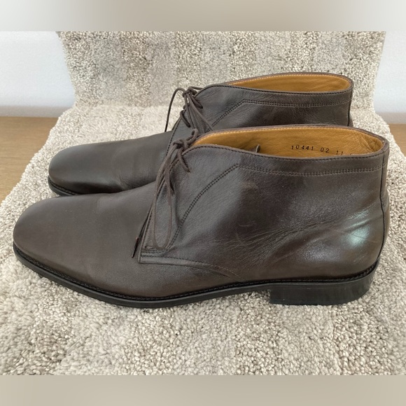 Tasso Elba Brown All Leather Lace Up Chukka Boot - Picture 6 of 12